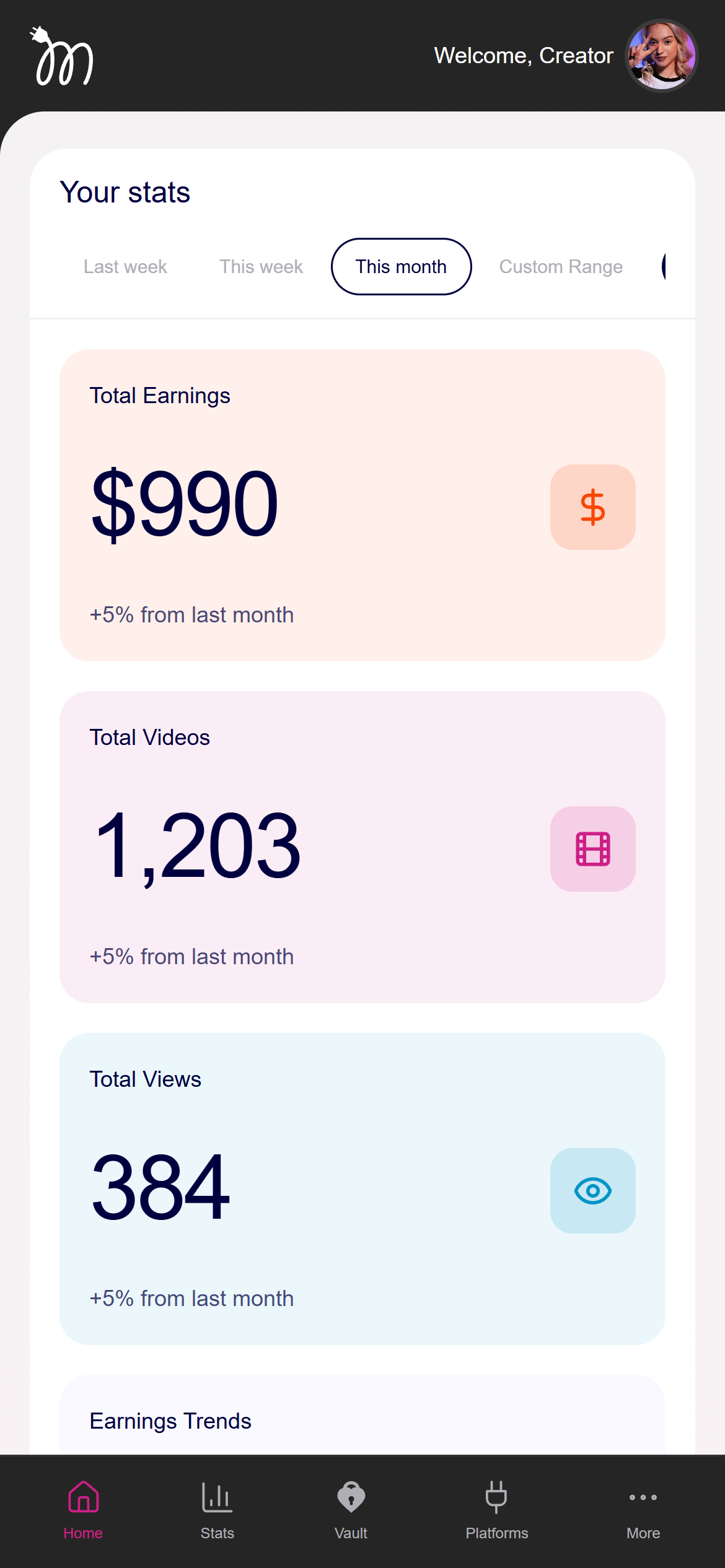 ModelPlug dashboard on mobile