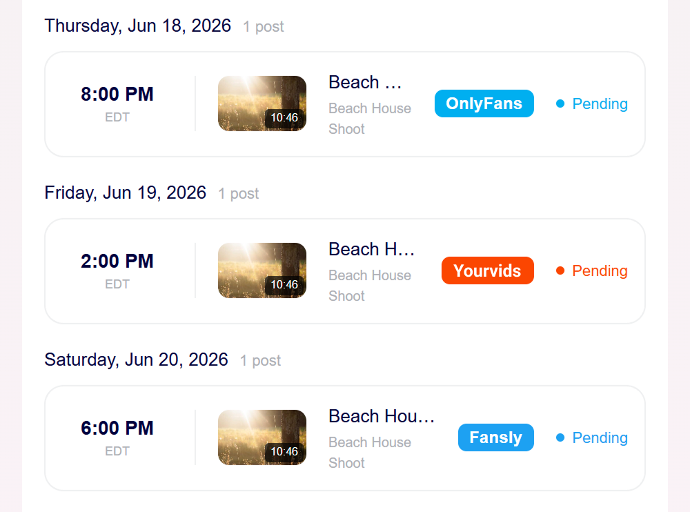 ModelPlug content scheduler with scheduled posts